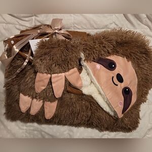 Happy Fuel New Adult Sloth Wearable Washable Sherpa Faux Fur Throw 60" by 52"